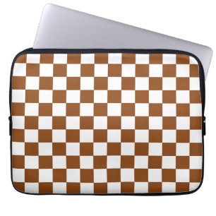 Chequered Brown and White Laptop Sleeve