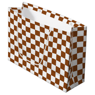Chequered Brown and White  Large Gift Bag