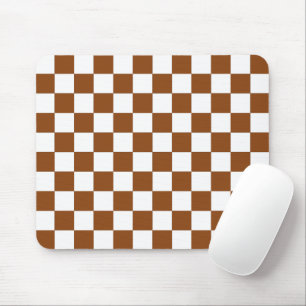 Chequered Brown and White Mouse Pad