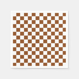 Chequered Brown and White  Napkin