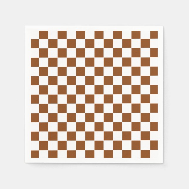 Chequered Brown and White  Napkin (Front)