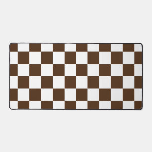 Chequered Brown and White Retro Desk Mat