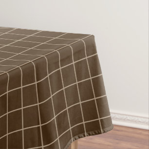 Chequered Brown Cotton Tablecloth 52"x70"