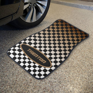 Chequered Brown Fade Car Floor Mat