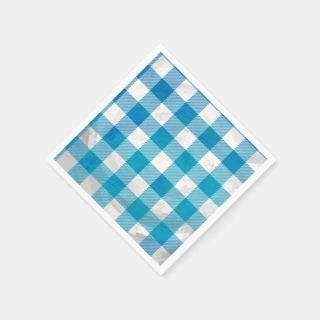 Chequered Buffalo Plaid Blue and White Napkin (Corner)