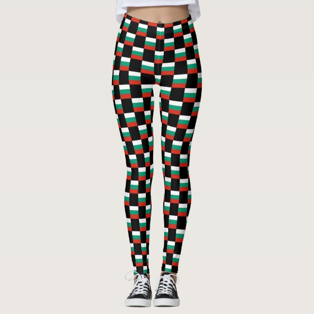 Chequered Bulgaria Flag Pattern  Leggings (Front)