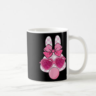 Chequered Bunny Blowing Bubble Gum Easter Coquette Coffee Mug
