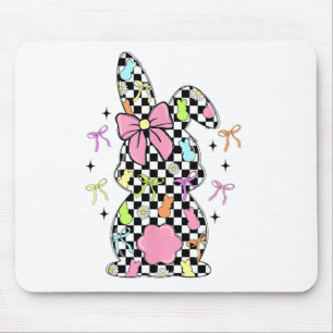 Chequered Bunny Easter Day Coquette Bows Easter Bu Mouse Pad