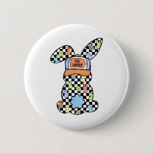 Chequered Bunny Easter Day Coquette Bows Rabbit Ha 6 Cm Round Badge