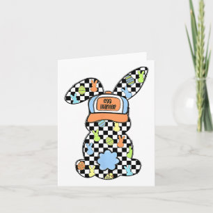 Chequered Bunny Easter Day Coquette Bows Rabbit Ha Card