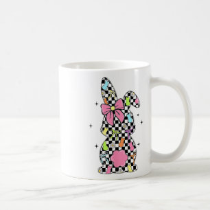 Chequered Bunny Easter Day Coquette Bows Rabbit Ha Coffee Mug