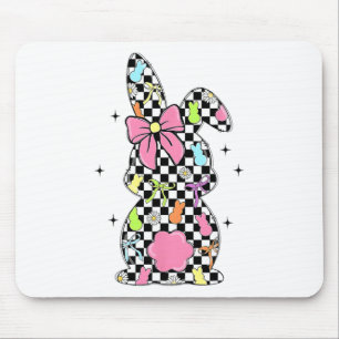 Chequered Bunny Easter Day Coquette Bows Rabbit Ha Mouse Pad