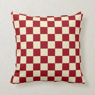 Chequered Burgundy and Cream Cushion