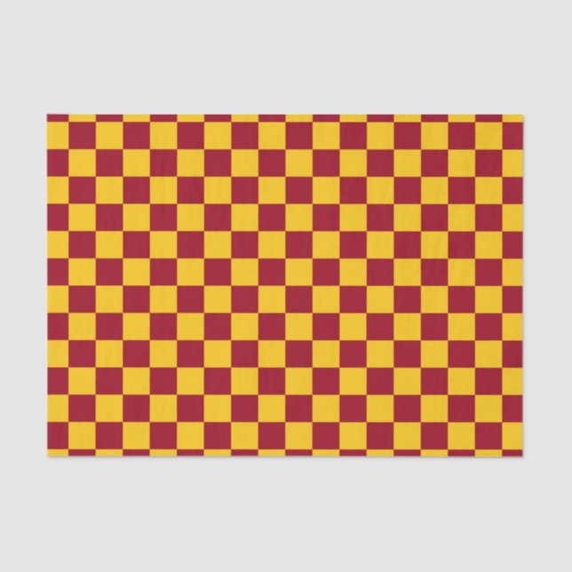Chequered Burgundy and Gold Tissue Paper (Front)