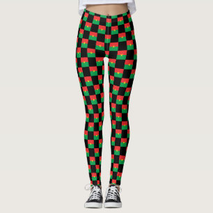 Chequered Burkina Faso Flag Pattern  Leggings