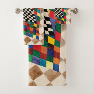 Chequered by Wassily Kandinsky Bath Towel Set