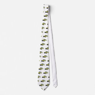 Chequered Cab Taxi Classic Car Illustration Tie