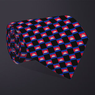 Chequered Cambodia Flag Pattern Tie