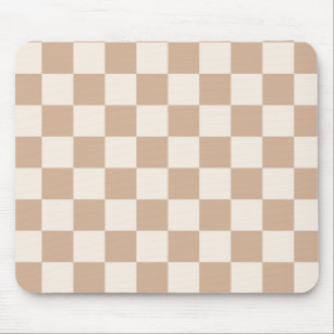 Chequered Caramel Brown Mouse Pad