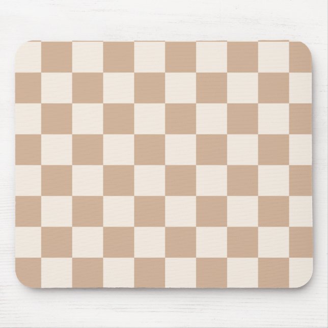 Chequered Caramel Brown Mouse Pad (Front)