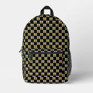 Chequered Central African Republic Flag Pattern  Printed Backpack