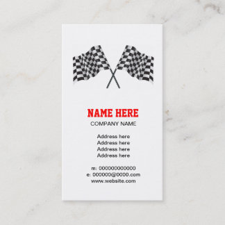 chequered, chequered motor racing flag business card