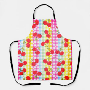 Chequered Cherries Hearts colourful Apron