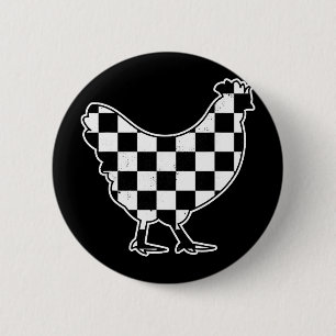 Chequered Chicken Farmer Chicken Race Car Boys Chi 6 Cm Round Badge