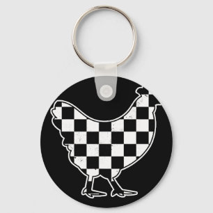Chequered Chicken Farmer Chicken Race Car Boys Chi Key Ring