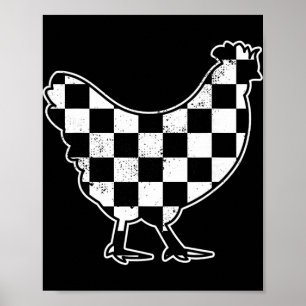 Chequered Chicken Farmer Chicken Race Car Boys Chi Poster
