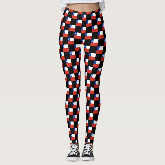 Chequered Chile Flag Pattern  Leggings (Front)