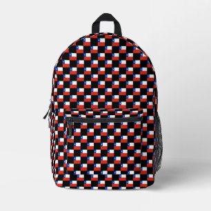 Chequered Chile Flag Pattern  Printed Backpack