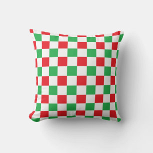 Chequered Christmas Red and Green Cushion
