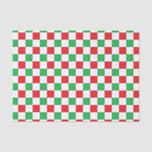 Chequered Christmas Red and Green Tissue Paper