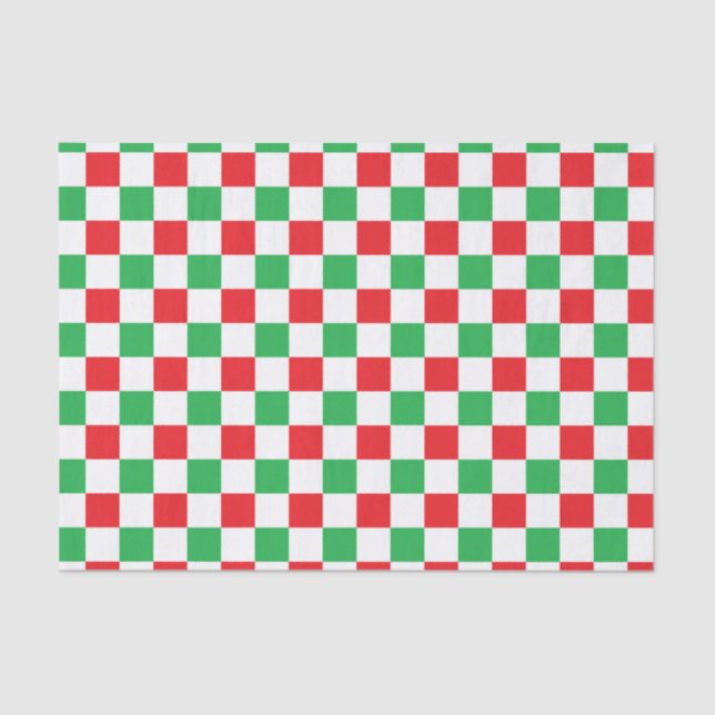 Chequered Christmas Red and Green Tissue Paper (Front)