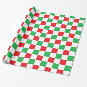 Chequered Christmas Red and Green Wrapping Paper