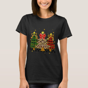 Chequered Christmas Trees Red Green Plaid Leopard  T-Shirt