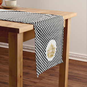 Chequered classic luxury elegant pattern short table runner