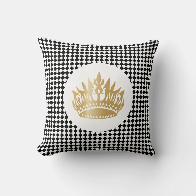 Chequered classic luxury royal elegant pattern cushion (Front)