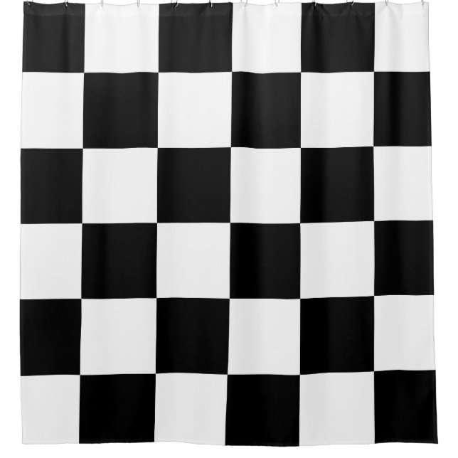 Chequered Clear Customisable Shower Curtain (Front)