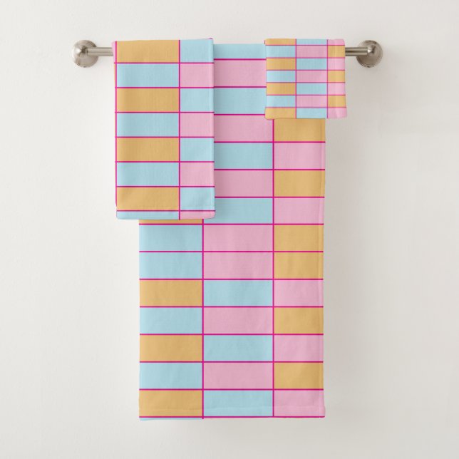 Chequered Colourful Chequered  Bath Towel Set (Insitu)