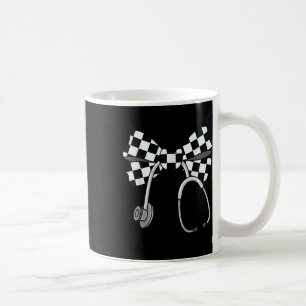 Chequered Coquette Nurse Stethoscope Bow Chequered Coffee Mug