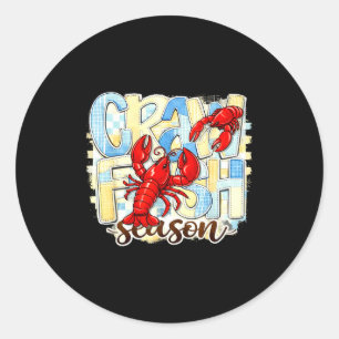 Chequered crawfish season funny louisiana seafood classic round sticker