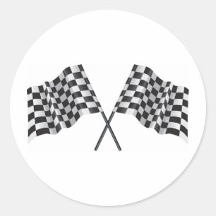 chequered cross flags classic round sticker