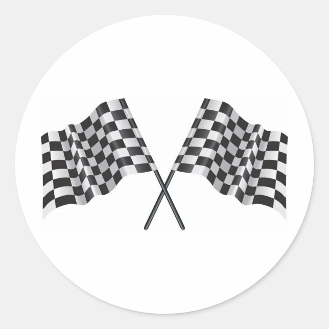 chequered cross flags classic round sticker (Front)