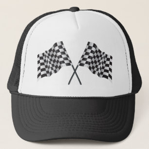 chequered cross flags trucker hat