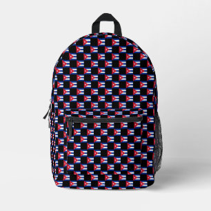 Chequered Cuba Flag Pattern  Printed Backpack