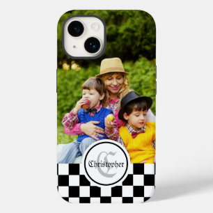 Chequered Custom Photo & Monogram Case-Mate iPhone 14 Case