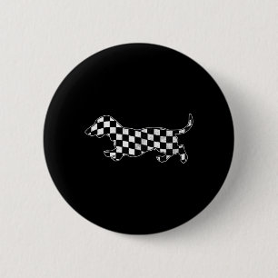 Chequered Dachshund Retro Puppy Race Wiener Dog 6 Cm Round Badge