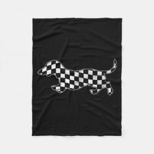 Chequered Dachshund Retro Puppy Race Wiener Dog Fleece Blanket
